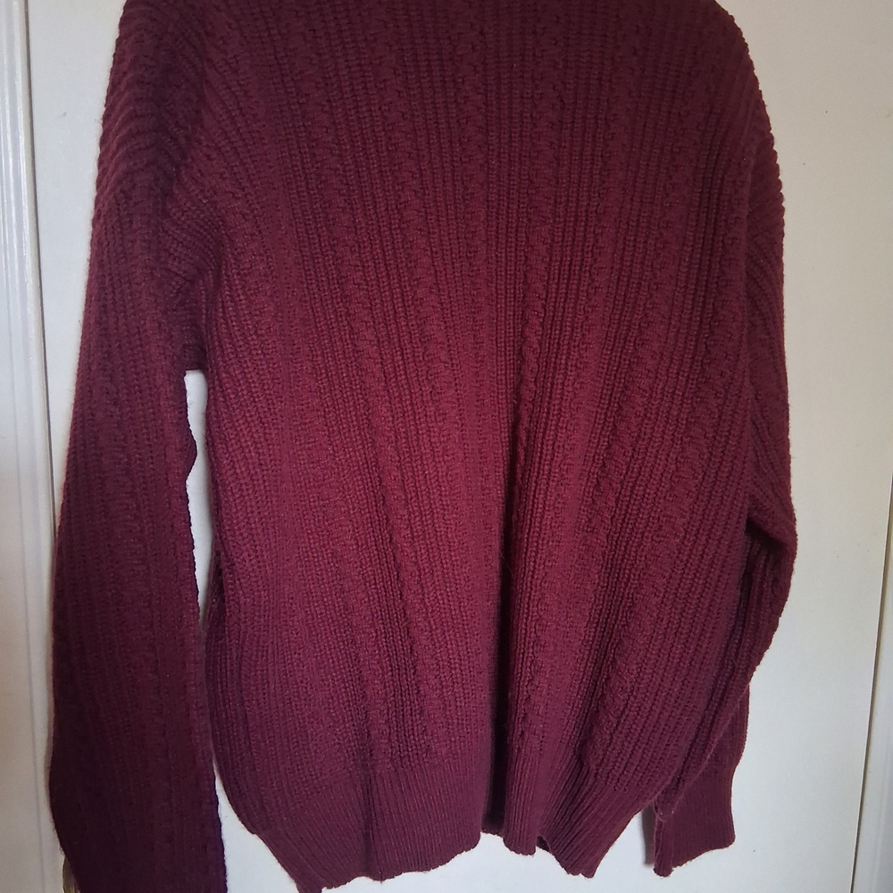 Vintage Towncraft Burgundy Cable Knit Heavy Cardigan Sweater - Picture 5 of 5